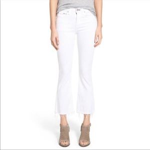 Rag and Bone Crop Flare White Jeans Raw Hem Bright White sz 27